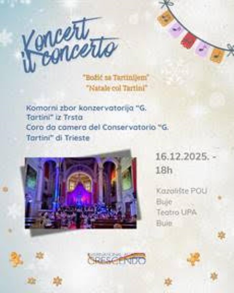 “Božić sa Tartinijem” — Božićni koncert komornog zbora konzervatorija “G. Tartini” iz Trsta 